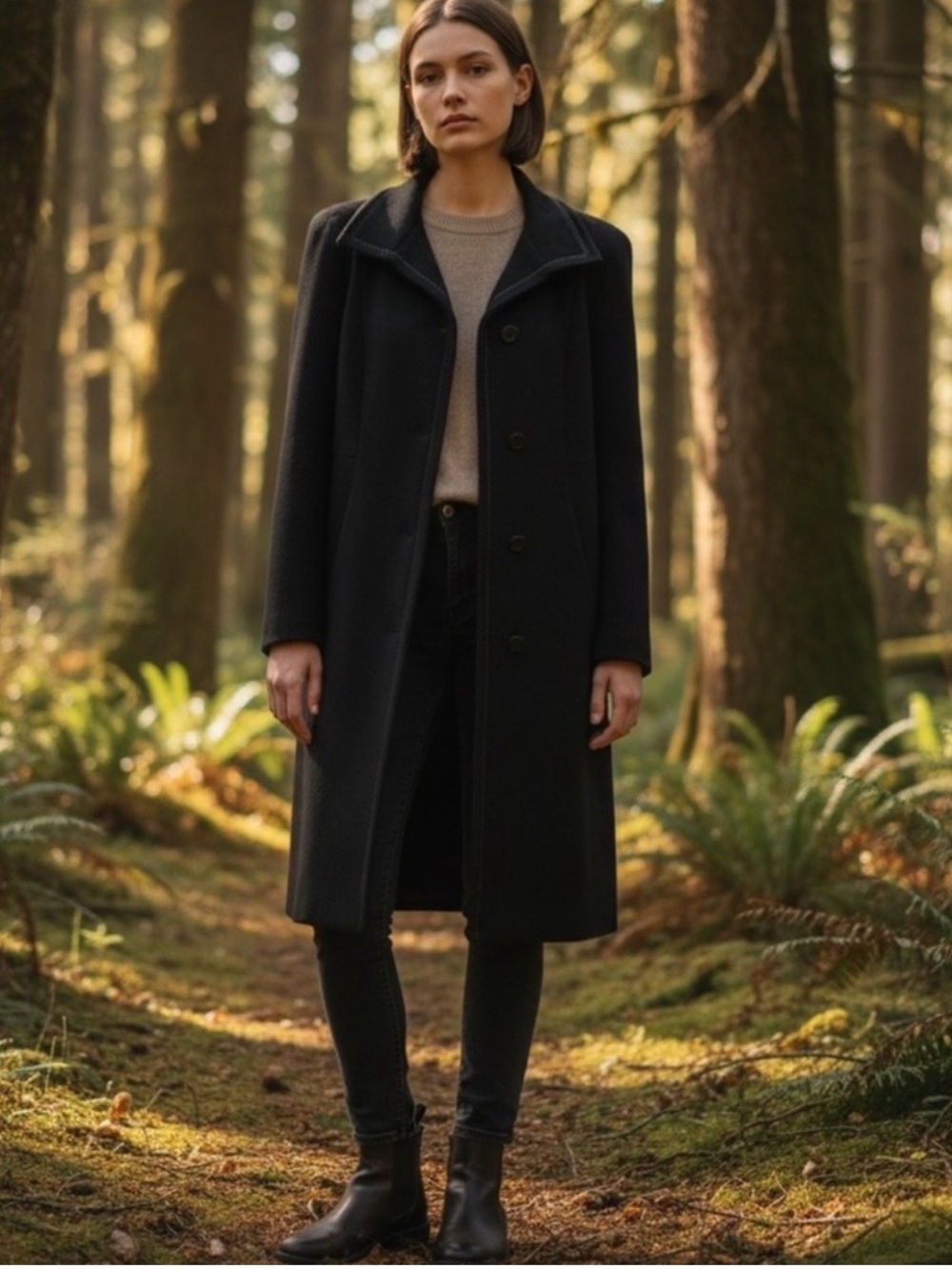 Steve by Searle Classic Black Cashmere Coat size 4-6